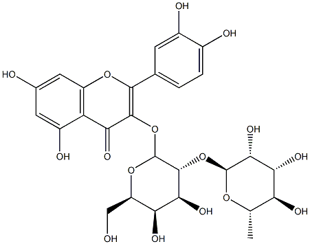 117611-67-3 quercetin 3-O-alpha-rhamnopyranosyl-(1-2)-beta-galactopyranoside