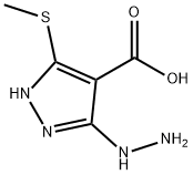 1H-Pyrazole-4-carboxylicacid,3-hydrazino-5-(methylthio)-(9CI) Structure