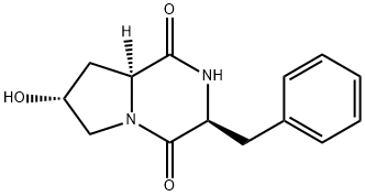 Cyclo(L-phenylalanyl-trans-4-hydroxy-L-proline) Struktur