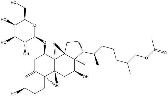 [(25R)-26-(アセチルオキシ)-3α,12α-ジヒドロキシコレスタ-4-エン-7α-イル]β-D-ガラクトピラノシド 化学構造式