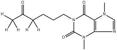 3,7-二氢-3,7-二甲基-1-(5-氧代己基-4,4,6,6,6-五氘代)-1H-嘌呤-2,6-二酮, 1185995-18-9, 结构式
