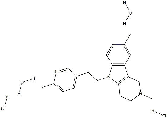2,3,4,5-Tetrahydro-2,8-dimethyl-5-[2-(6-methyl-3-pyridinyl)ethyl]-1H-pyrido[4,3-b]indole hydrochloride hydrate (1:2:2) Struktur