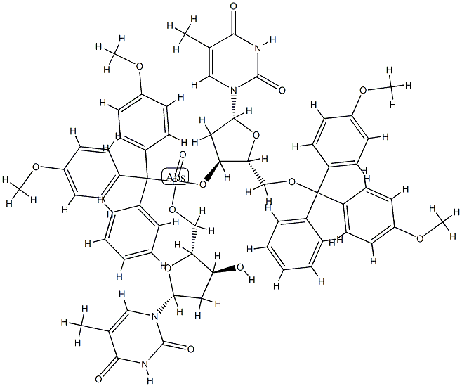 5'-O-(4,4'-dimethoxytriphenylmethyl)dithymidyl (3',5')-4,4'-dimethoxytriphenylmethanephosphonate Structure