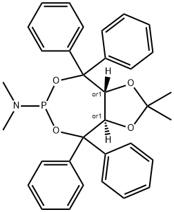 (3aS,8aS)-(2,2-DiMethyl-4,4,8,8-tetraphenyl-tetrahydro-[1,3]dioxolo[4,5-e][1,3,2]
dioxaphosphepin-6-yl)diMethylaMine 化学構造式