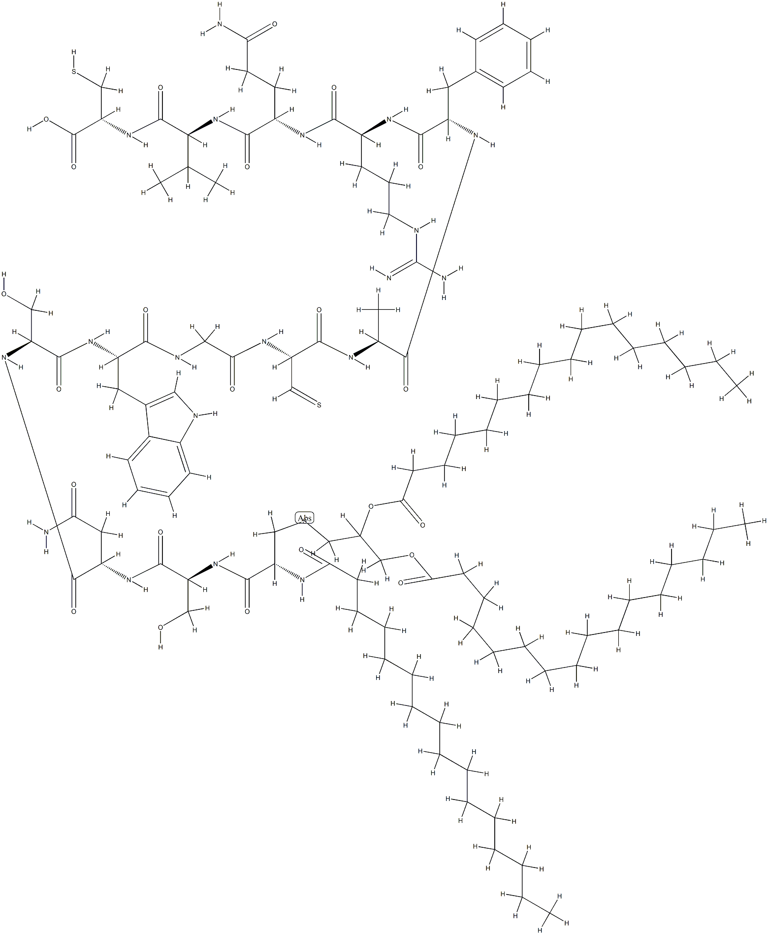 palmitoyl(3)-cysteinyl-seryl-(HIV-2(593-603)cyclic disulfide) 结构式