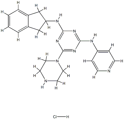 1,3,5-Triazine-2,4-diaMine, N2-(2,3-dihydro-1H-inden-2-yl)-6-(1-piperazinyl)-N4-4-pyridinyl-, (Hydrochloride) (1:1)|