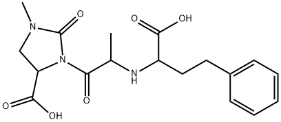 3-[2-[(1-カルボキシ-3-フェニルプロピル)アミノ]プロピオニル]-1-メチル-2-オキソイミダゾリジン-4-カルボン酸 化学構造式