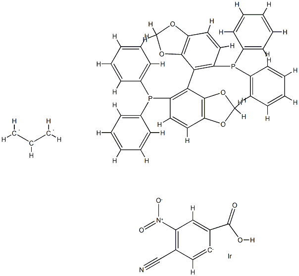 [(R)-(+)-5,5'-双(二苯基膦基)-4,4'-双-1,3-苯并二氧杂环戊烯基][4-氰基-3-硝基苯甲酸乙酯][1,2,3-N-2-丙烯基]铱(III) 结构式