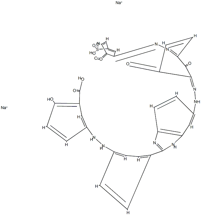 Cuprate(2-), [5-[[4-[5-[[2,6-dihydroxy- 3-[(2-hydroxy-5-sulfophenyl)azo]phenyl]azo]-1H-benzimidazol -2-yl]phenyl]azo]-2-hydroxybenzoato(4- )]-, disodium Struktur