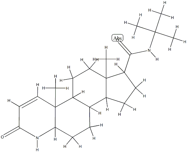 N-tert-butyl-9a,11a-dimethyl-7-oxo-1,2,3,3a,3b,4,5,5a,6,9b,10,11-dodecahydroindeno[5,4-f]quinoline-1-carboxamide Struktur