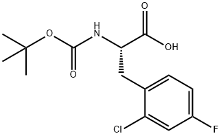 (S)-2-((叔丁氧基羰基)氨基)-3-(2-氯-4-氟苯基)丙酸,1213887-81-0,结构式