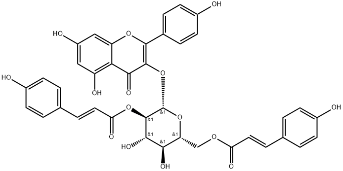 ケンペロール 3-O-(2,6-di-O-trans-p-クマロイル)-β-D-グルコピラノシド 化学構造式