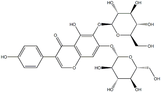 5,6,7,40-tetrahydroxyisoflavone-6,7-di-O-β-D-glucopyranoside 化学構造式