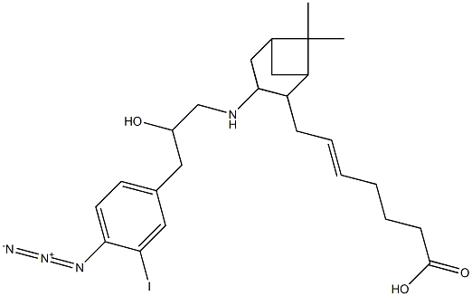 9,11-dimethylmethano-11,12-methano-16-(3-iodo-4-azidophenyl)-13,14-dihydro-13-aza-15-tetranorthromboxane A2 化学構造式