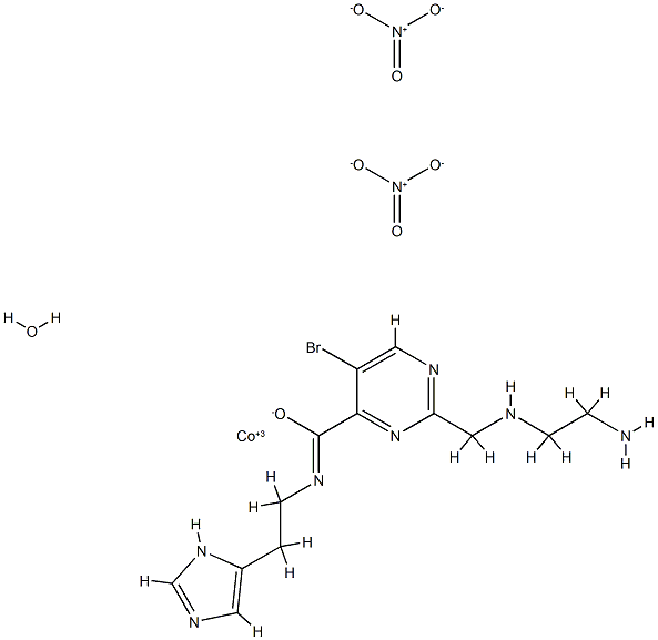 [2-[(2-aminoethylamino)methyl]-5-bromo-pyrimidine-4-carbonyl]-[2-(3H-i midazol-4-yl)ethyl]azanide, cobalt(+3) cation, dinitrate, hydrate Struktur