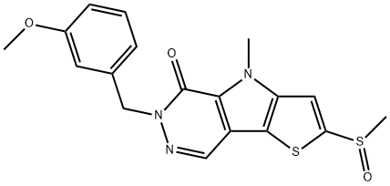 2-methylsulfinyl-4-methyl-6-[(3-methoxyphenyl)methyl]-4H-thieno[3,2-b]pyrrole[3,2-d]pyridazinone,1221186-52-2,结构式