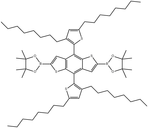 2,2'-(4,8-双(3,5-二辛基噻吩-2-基)苯并[1,2-B:4,5-B']二噻吩-2,6-二基)双(4,4 ,5,5-四甲基-1,3,2-二氧硼烷) 结构式