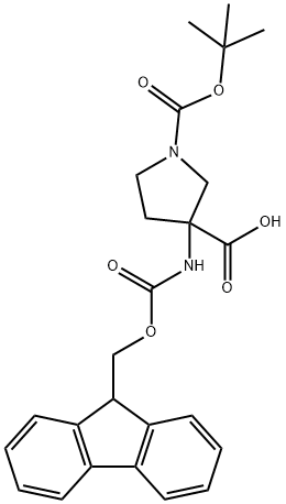 3-((((9H-Fluoren-9-Yl)Methoxy)Carbonyl)Amino)-1-(Tert-Butoxycarbonyl)Pyrrolidine-3-Carboxylic Acid(WXC02584) Struktur