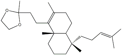 5-[2-(2-メチル-1,3-ジオキソラン-2-イル)エチル]-1α-(4-メチル-3-ペンテニル)-1,4aβ,6-トリメチル-1,2,3,4,4a,7,8,8a-オクタヒドロナフタレン 化学構造式