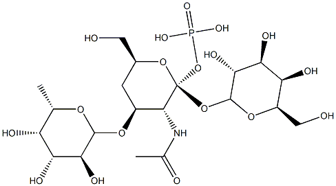 (galactopyranosyl(1-4)-fucopyranosyl(1-3))-N-acetylglucosamine 1-phosphate Structure