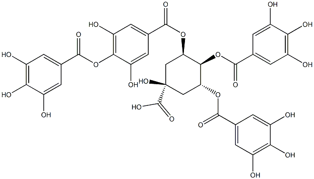 3,4-di-O-galloyl-5-O-digalloylquinic acid Struktur