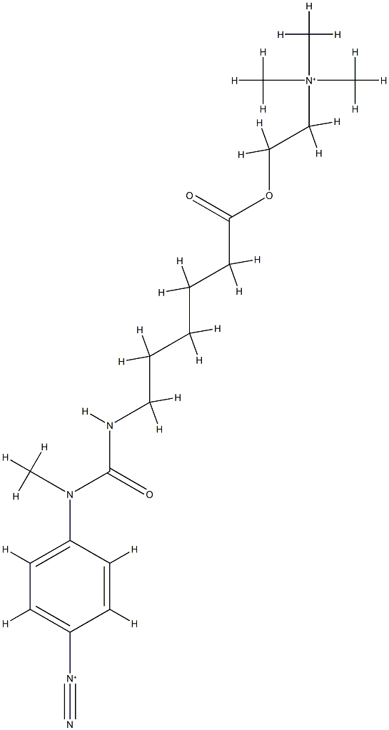 (N'-methyl,N'-4-diazonium phenyl)(N-6-hexanoic acid, 2-(trimethylammonium)ethyl ester)urea,123252-20-0,结构式