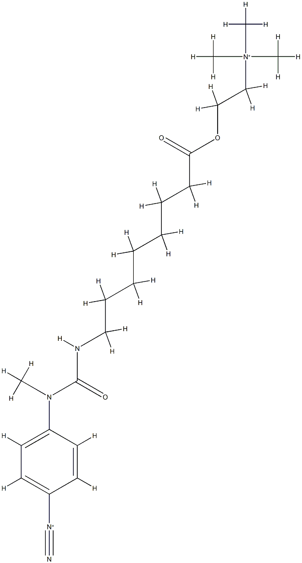 (N'-methyl-N'-4-diazonium phenyl)(N-8-octanoic acid, 2-(trimethylammonium)ethyl ester)urea,123252-23-3,结构式