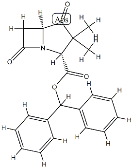 (2S,5R)-2β-(ベンズヒドリルオキシカルボニル)-3,3-ジメチル-7-オキソ-4-チア-1-アザビシクロ[3.2.0]ヘプタン-4-オキシド 化学構造式