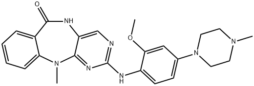 5,11-二氢-2-((2-甲氧基-4-(4-甲基-1-哌嗪基)苯基)氨基)-11-甲基-6H-嘧啶并[4,5-B][1,4]苯并二氮杂卓-6-酮,1234480-46-6,结构式