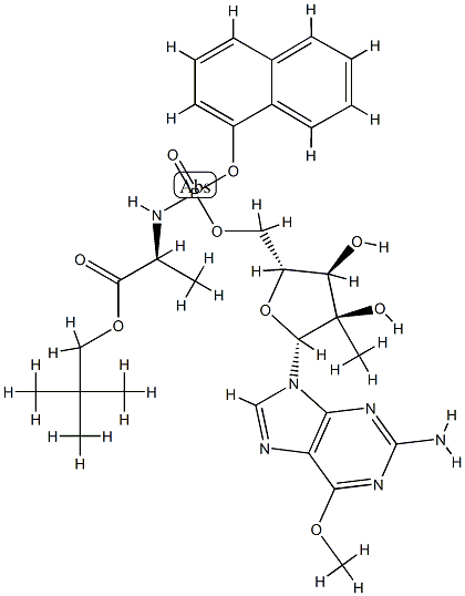 2,2-ジメチルプロピル2-({[(2R,3R,4R,5R)-5-(2-アミノ-6-メトキシプリン-9-イル)-3,4-ジヒドロキシ-4-メチルオキソラン-2-イル]メトキシ(ナフタレン-1-イルオキシ)ホスホリル}アミノ)プロパノアート
