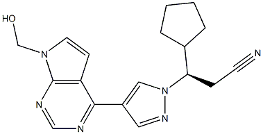 1H-吡唑-1-丙腈,Β-环戊基-4-[7-(羟基甲基)-7H-吡咯并[2,3-D]嘧啶-4-基]-,(ΒR)-, 1236033-03-6, 结构式