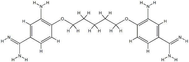 3-amino-4-[5-(2-amino-4-carbamimidoyl-phenoxy)pentoxy]benzenecarboximi damide Structure