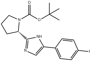 (S)-2-(5-(4-碘苯基)-1H-咪唑-2-基)吡咯烷-1-羧酸叔丁酯, 1242094-29-6, 结构式