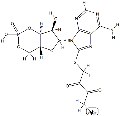 8-((4-bromo-2,3-dioxobutyl)thio)-adenosine 3',5'-cyclic monophosphate 结构式