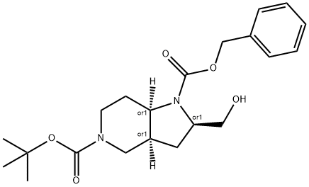 1-苄基5-(叔丁基)(2R,3AS,7AR)-2-(羟甲基)六氢-1H-吡咯并[3,2-C]吡啶-1,5(4H)-二羧酸酯 结构式