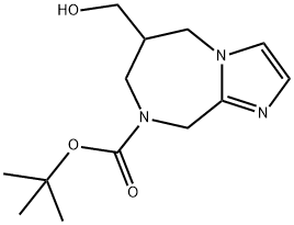 叔-丁基 6-(羟甲基)-6,7-二氢-5H-咪唑并[1,2-A][1,4]二氮杂卓-8(9H)-甲酸基酯 结构式