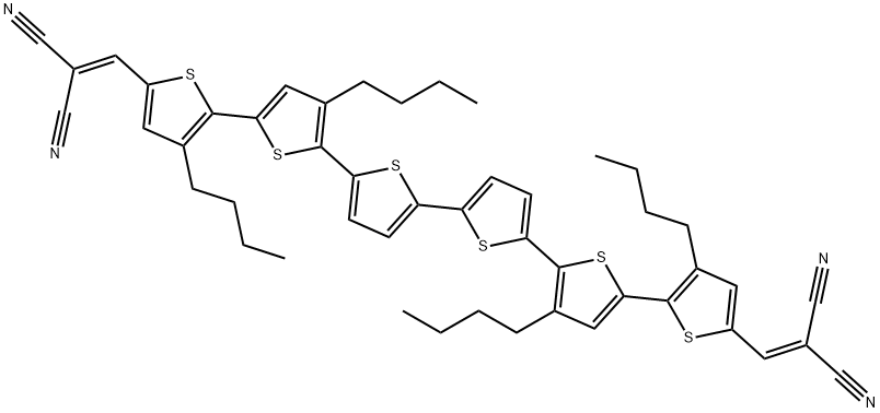 2,2'-(5',5''-(2,2'-bithiophene-5,5'-diyl)bis(3,4'-dibutyl-2,2'-bithiophene-5',5-diyl))bis(Methan-1-yl-1-ylidene)diMalononitrile 化学構造式