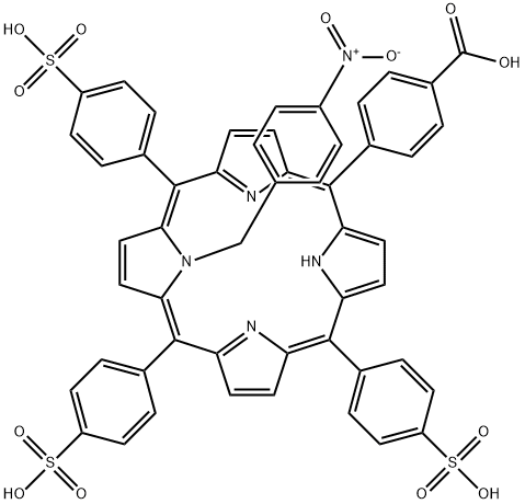 N-4-nitrobenzyl-5-(4-carboxyphenyl)-10,15,20-tris(4-sulfophenyl)porphine Struktur