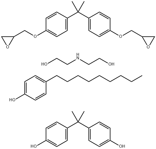 Phenol, 4,4'-(1-methylethylidene)bis-, polymer with 2,2'-iminobis[ethanol], 2,2'-[(1-methylethylidene) bis(4,1-phenyleneoxymethylene)]bis[oxirane] and 4-nonylphenol Struktur