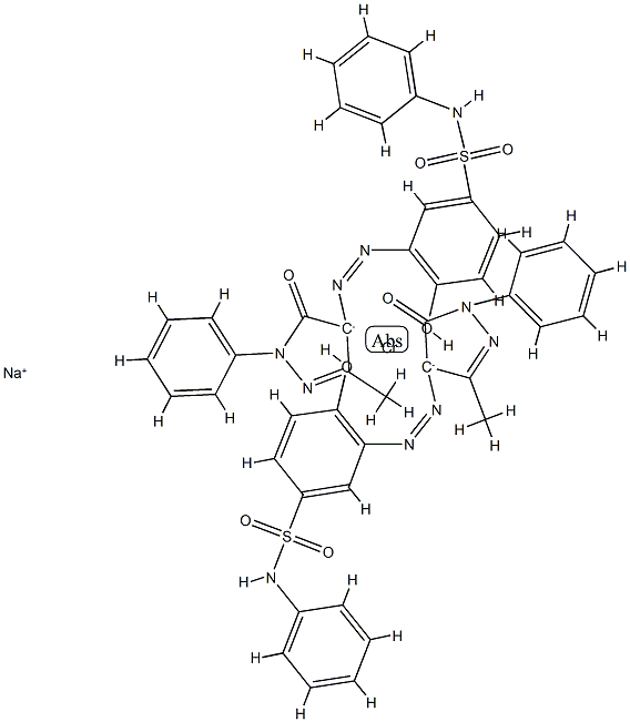 Chromate(1-), bis[3-[(4,5-dihydro-3-methyl- 5-oxo-1-phenyl-1H-pyrazol-4-yl)azo]-4-hydroxy -N-phenylbenzenesulfonamidato(2-)]-, sodium 结构式