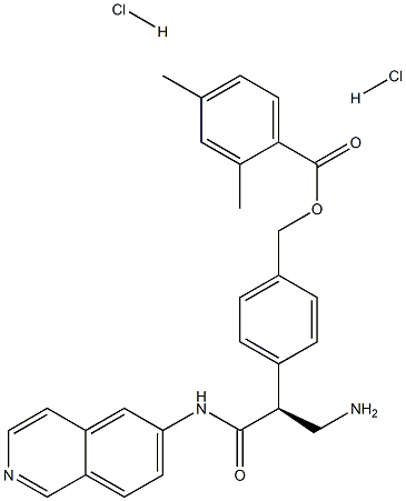 2,4-二甲基苯甲酸 [4-[(1S)-1-(氨基甲基)-2-(6-异喹啉基氨基)-2-氧代乙基]苯基]甲基酯二盐酸盐, 1253952-02-1, 结构式