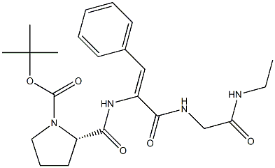 tert-butyloxycarbonyl-prolyl-dehydrophenylalanyl-glycyl-ethylamide 化学構造式