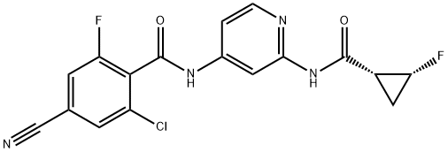 2-chloro-4-cyano-6-fluoro-N-(2-((1R,2R)-2-fluorocyclopropanecarboxaMido)pyridin-4-yl)benzaMide Structure