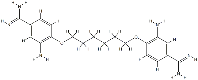 3-amino-4-[6-(2-amino-4-carbamimidoyl-phenoxy)hexoxy]benzenecarboximid amide Struktur