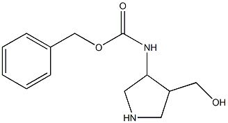 4-Benzyloxycarbonylamino-pyrrolidine-3-ylmethanol 化学構造式