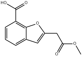 2-(2-methoxy-2-oxoethyl)benzofuran-7-carboxylic acid Struktur