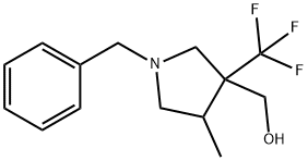 (1-Benzyl-4-methyl-3-trifluoromethyl-pyrrolidin-3-yl)-methanol Struktur