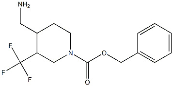 4-Aminomethyl-3-trifluoromethyl-piperidine-1-carboxylic acid benzyl ester 化学構造式