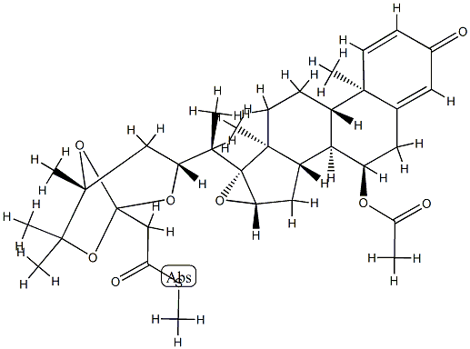 (17R,22R,24R)-7α-アセトキシ-16β,17-エポキシ-22,24,25-[2-[(メチルチオ)カルボニル]エチリジントリスオキシ]エルゴスタ-1,4-ジエン-3-オン 化学構造式