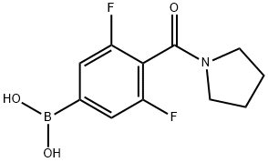 3,5-二氟-4-(1-吡咯烷基羰基)苯基硼酸 结构式